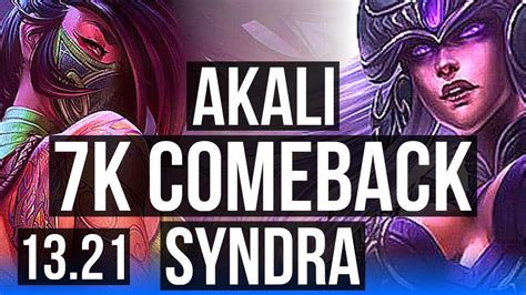 AKALI Vs SYNDRA MID Comeback 2 7M Mastery 1100 Games BR Master