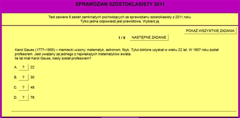 Sprawdzian szóstoklasisty 2011 MATEMATYKA W PODSTAWÓWCE