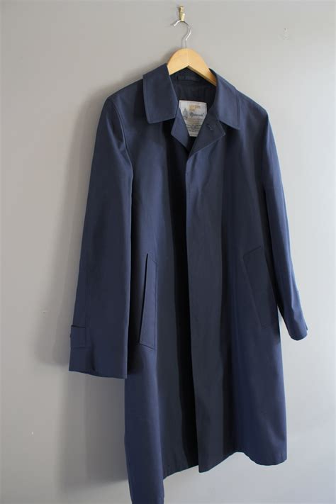 Vintage London Fog Classic Trench Coat Dark Blue Coat Long Etsy