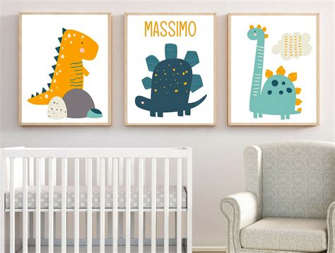 Dinosaur Wall Art Dinosaur Prints or Canvas Set of 3 - Etsy