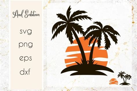 Home Décor Wall Hangings Sunset in Beach Palm Tree Svg files for Cricut