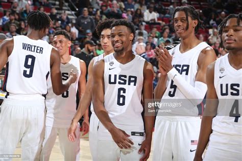 Bronny James Of Team Usa Smiles Before The 2023 Nike Hoop Summit On