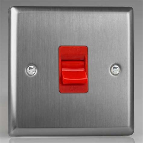 Varilight Classic Brushed Steel 1 Gang 45a Cooker Switch Ukes