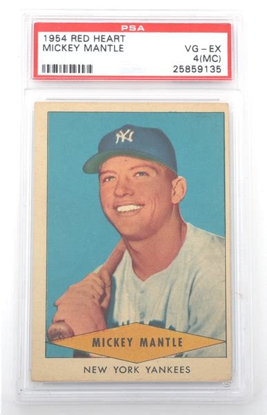 Lot Detail 1954 RED HEART MICKEY MANTLE CARD PSA GRADED