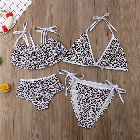 Familie Passenden Bademode Leopard Print Bikini Set Kinder M Dchen