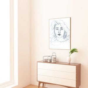 Hand Printed Art Nude Face For Calm Lady Office Decor Etsy