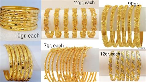 Latest Beautiful Gold Bangles Set Designs With Weight Daily Wear Gold