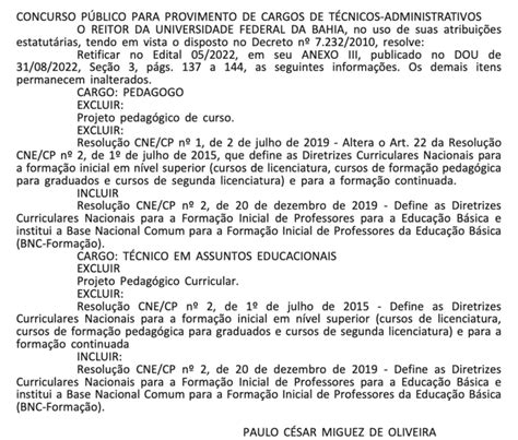 Concurso UFBA Edital Retificado Confira