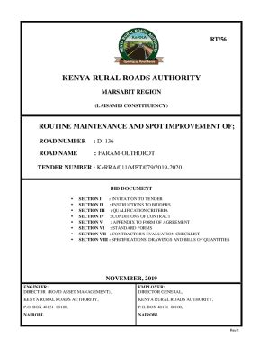 Fillable Online Tender Invitation KENYA RURAL ROADS AUTHORITY Fax