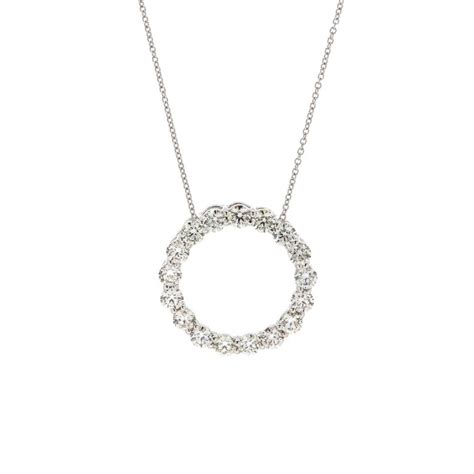 K White Gold Open Circle Diamond Pendant And Chain Josephs Jewelers