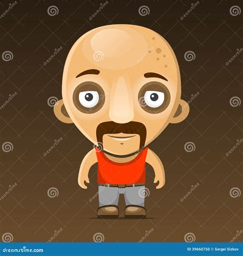 Personaje De Dibujos Animados Calvo Del Hombre Con El Bigote Vector