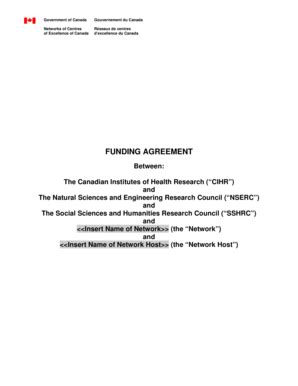 Fillable Online Nce Rce Gc NCE Funding Agreement Template Final EN