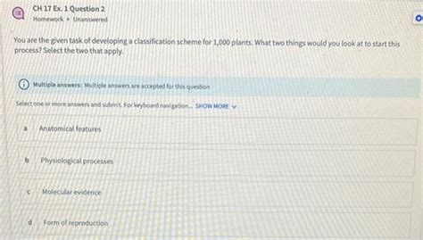 Solved CH 17 Ex 1 Question 2 Homework Unanswered O You Chegg