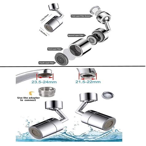 Rotating Faucet 720 Degree Swivel Kitchen Sink Faucet Aerator 4 Layer