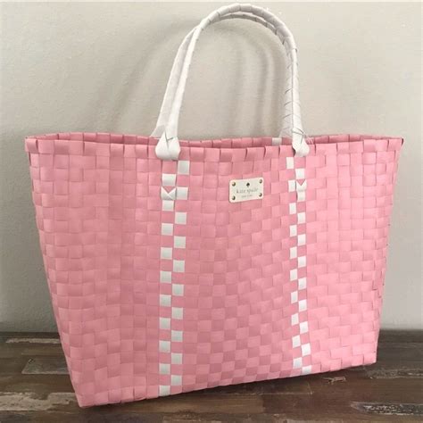 Kate Spade Woven Tote Beach Bag Purse On Mercari Pink Beach Bag Woven Beach Bags Kate Spade