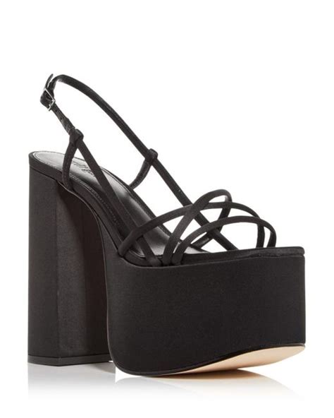 Cult Gaia Satin Moriah Platform High Block Heel Sandals In Black Lyst