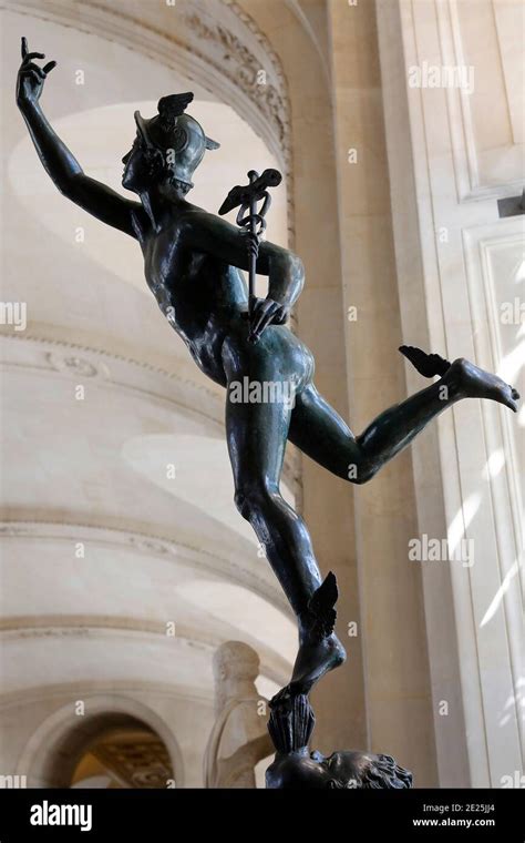 Louvre museum, Paris, France. Mercury in flight, bronze statue credited ...