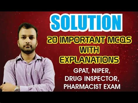 20 SOLUTION IMPORTANT MCQS WITH EXPLANATION I GPAT I NIPER I DRUG