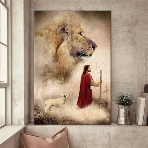 Christian Jesus Lion Lamb And Doves Wall Art Decor Poster Canvas Kaiteez