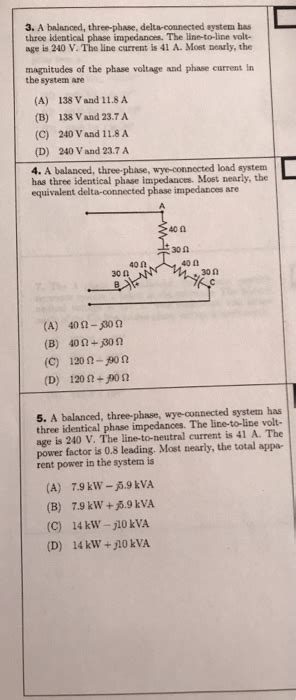 Solved 3 A Balanced Three Phase Delta Connected System