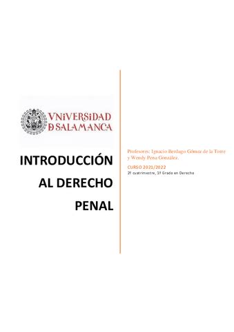 Derecho Penal I Tema Concepto Del Derecho Penal Y Tema Concepto