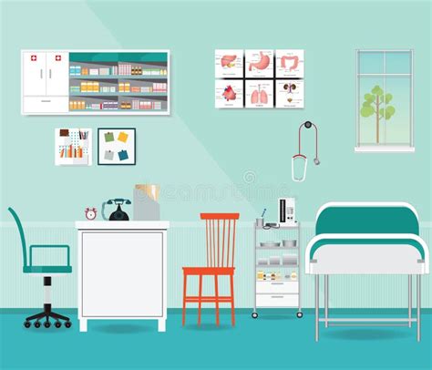 Medical Examination Or Medical Check Up Interior Room Stock Vector