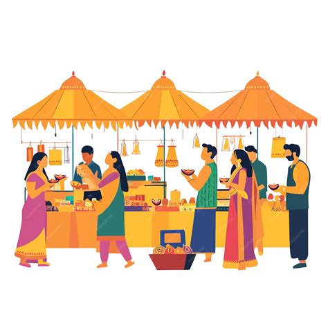 Simple An indian vibrant market scene bustling with Diwali shoppers