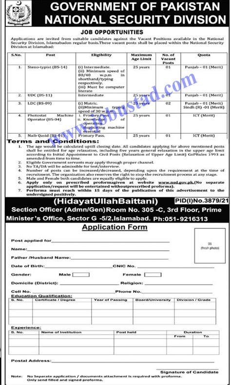 National Security Division Islamabad Jobs In Pakistan