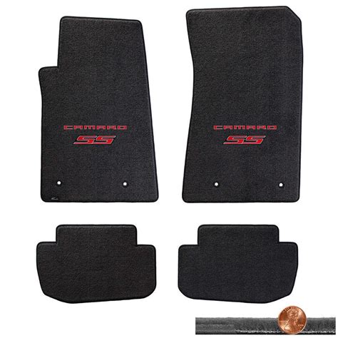 2010 2015 Camaro SS 4pc Ebony Black Velourtex Floor Mats Red Logo On