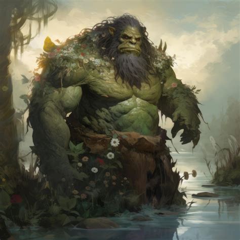 Premium Ai Image In The Realm Of Legends A Majestic Green Ogre Amidst