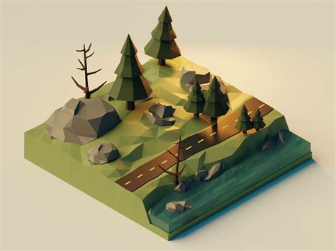 Low Poly Forest Road Diorama Fr Tutorial Rblender