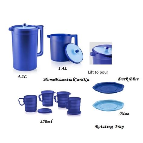 Tupperware Royale Blue Giant Pitcher Set L L Mug Seal