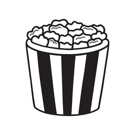 Hand Drawn Popcorn Doodle Cinema Food In Sketch Style Vector