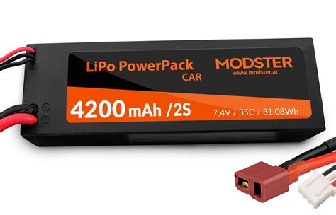 MODSTER LiPo Pack 2S 7.4V 4200 mAh 35C (Deans) MODSTER PowerPack Car ...