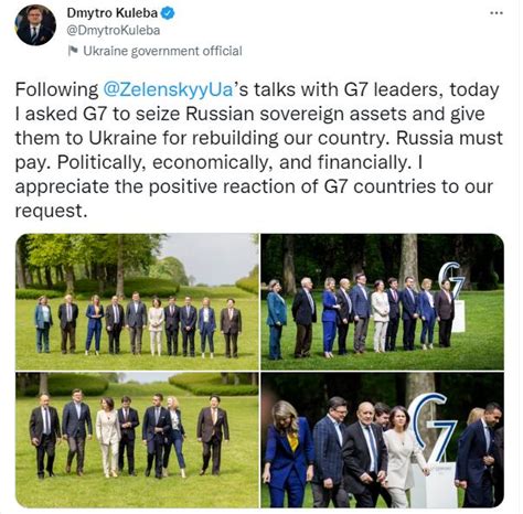 乌外长自曝施压g7：已要求扣押俄“数千亿”资产，移交给乌克兰帮助重建