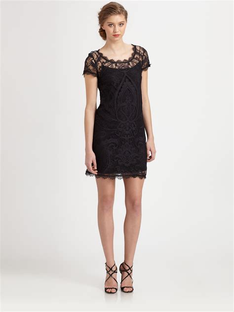 Nicole Miller Lace Dress In Black Lyst