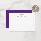 Modern Minimal Typography Script Purple Note Card Zazzle