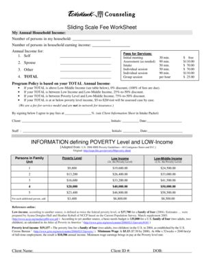 Fillable Online Sliding Scale Fee Sheet Ehcounseling Fax Email Print