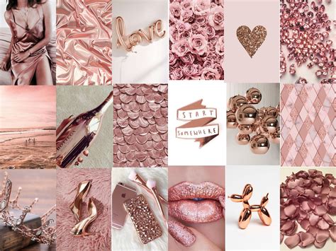 100 Rose Gold Collage Pink Aesthetic Collage Dusty Rose Collage