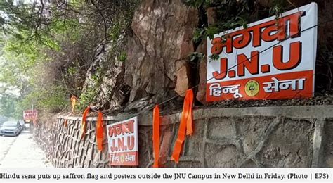 Hindu Sena Puts Posters Describing ‘bhagwa Jnu Outside Campus Police