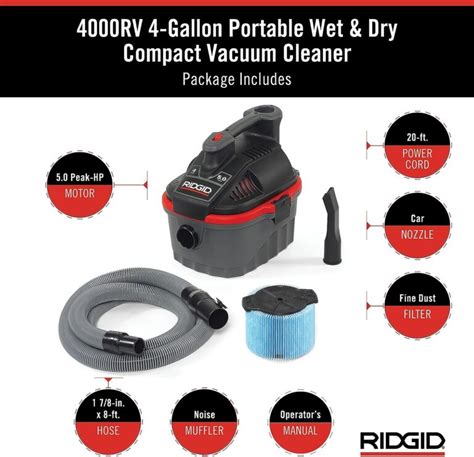 Ridgid Model Rv Gallon Portable Wet And Dry Compact Vacuum