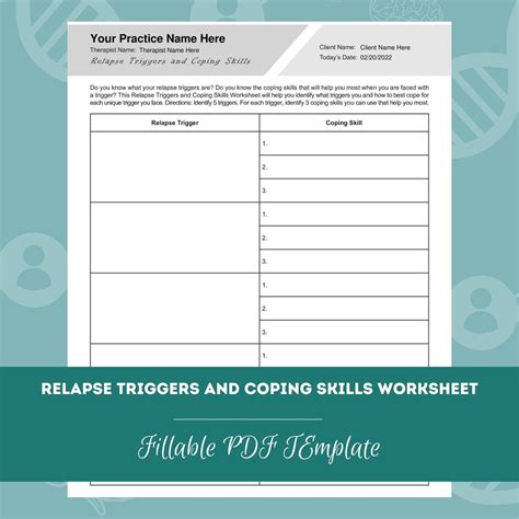 Relapse Triggers And Coping Skills Worksheet Editable Fillable Pdf