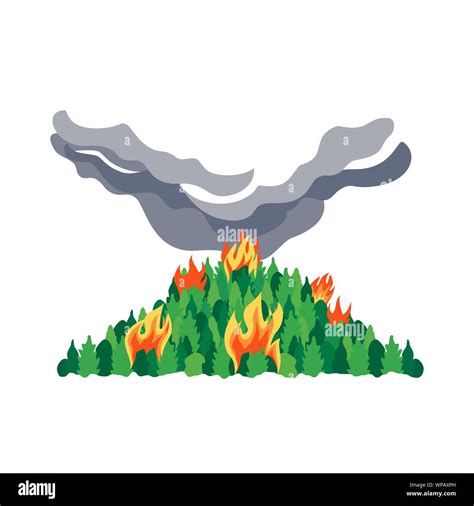 Forest Fires Disaster Tree Flat Vector Hand Drawn Icon Stock Vector