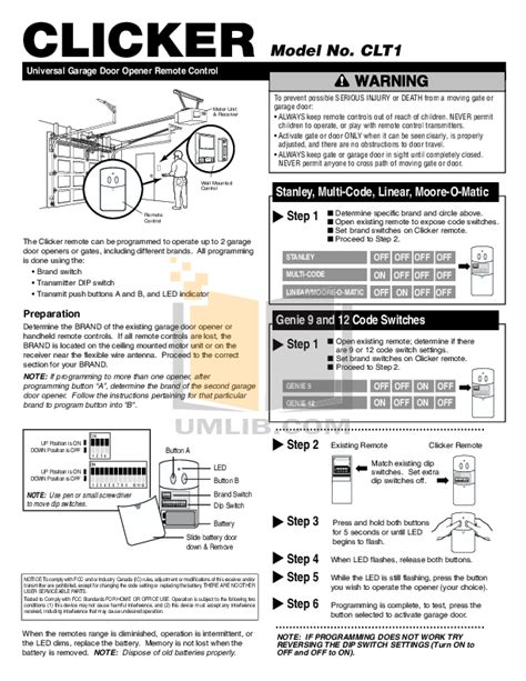 Liftmaster Garage Door Keypad Manual