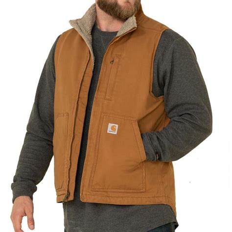 Washed Duck Sherpa Lined Mock Neck Vest 104277