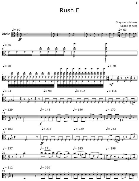 Rush E Sheet Music For Viola