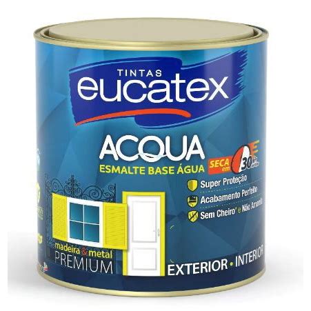 Tinta Esmalte Premium Eucatex a Base d Água Cor Branco Brilhante