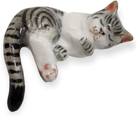 Amazon Witnystore Tiny Long Sleeping White Grey Tabby Cat