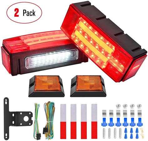 Nilight Led Trailer Light Kit Submersible Stop Turn Tail Side Marker Lights With Halo Glow