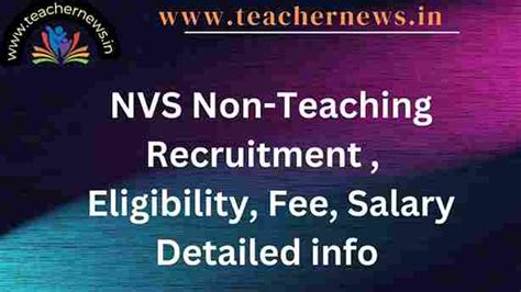 NVS Non Teaching Recruitment 2024 Total 1377 Vacancies Eligibility